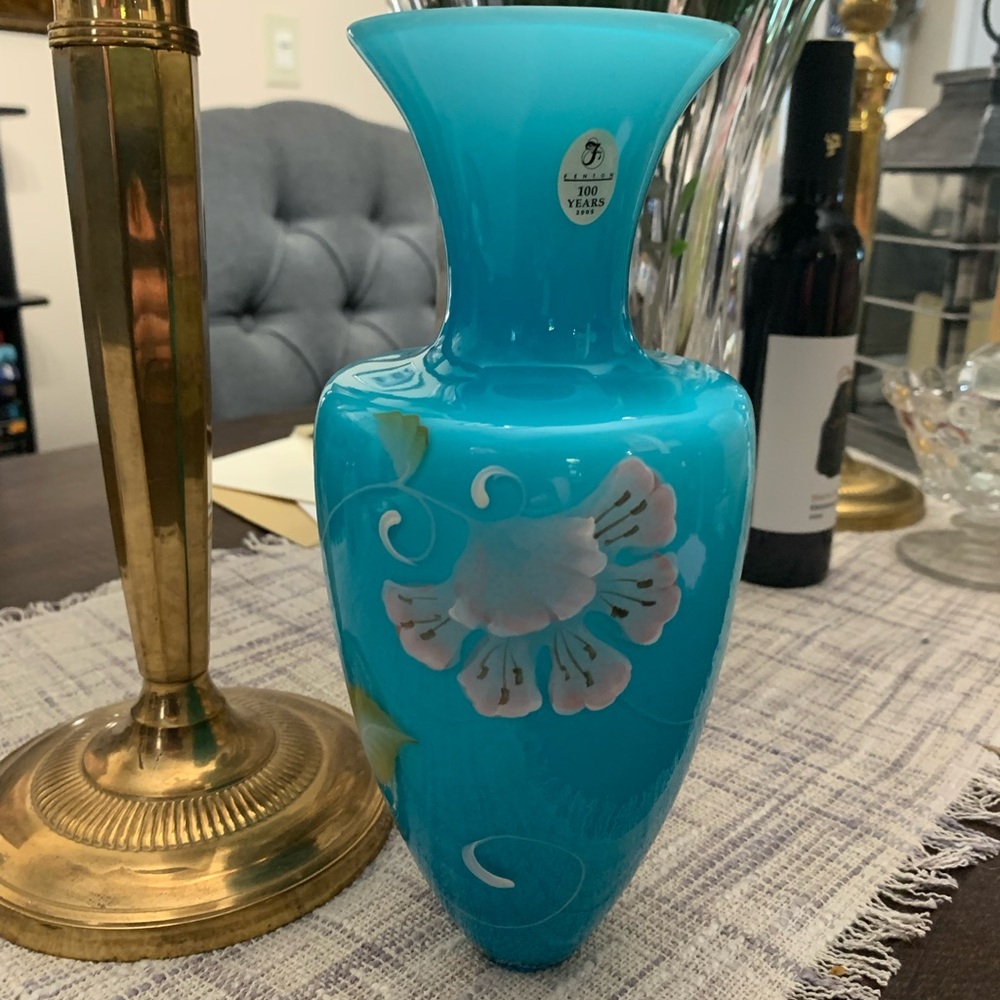 Signed Fenton 100 Year Anniversary 7638/8800 Hand Painted Vase